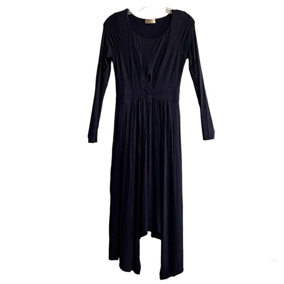 BAILEY 44 Dress Size Small Blue Maxi Knit Handkerchief Hem Long Sleeve A… - Picture 1 of 6